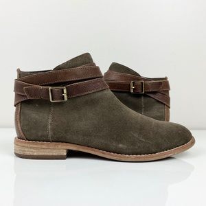 Clarks Women’s Artisan Marypearl Edie Ankle Boots Olive Green Suede Size 9.5 M